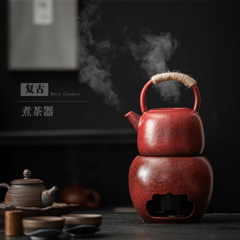 陶瓷煮茶壶陶壶提梁壶可明火加热烤茶壶煮茶器煮水壶围炉煮茶
