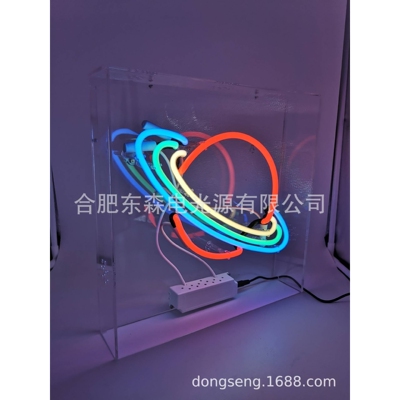 Neon Ring of Saturn sign box， 亚克力盒子，土星环霓虹灯