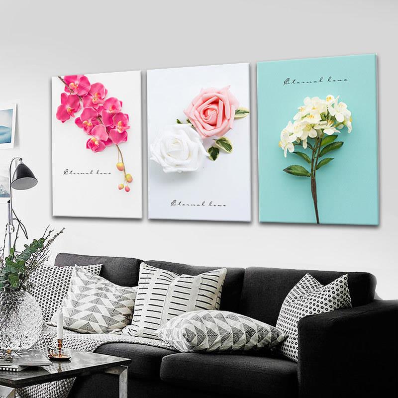 205VGQ新款5D异形钻石画2客朵厅满钻三联画点清新花贴钻画钻石十