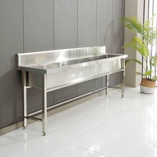 不锈钢洗手池商用水槽单槽洗碗菜池盆学校食堂幼儿园长条水池制作