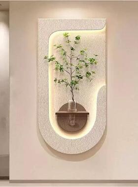 奶油风客厅正饰画创意水培绿植灯画高光档玄关挂画入户HT-20259对