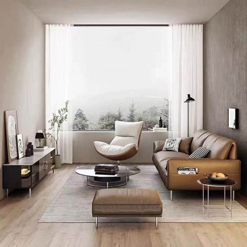 办室沙发会几组合简约现代商无品牌/公务客休闲接待洽谈皮艺实茶