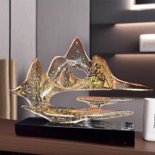 轻奢档云山雾海电假山摆件厅玄关视书客桌装饰品现EyGHEcw5代高中