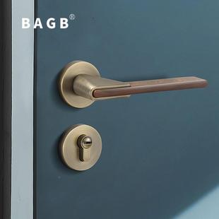 BGB新358中式 卧室门锁室房内间复古木门门把手分房A体磁吸静音间