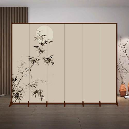 网屏风新中式现代红公客厅风BWR隔屏断折叠移动酒店茶室遮挡办室