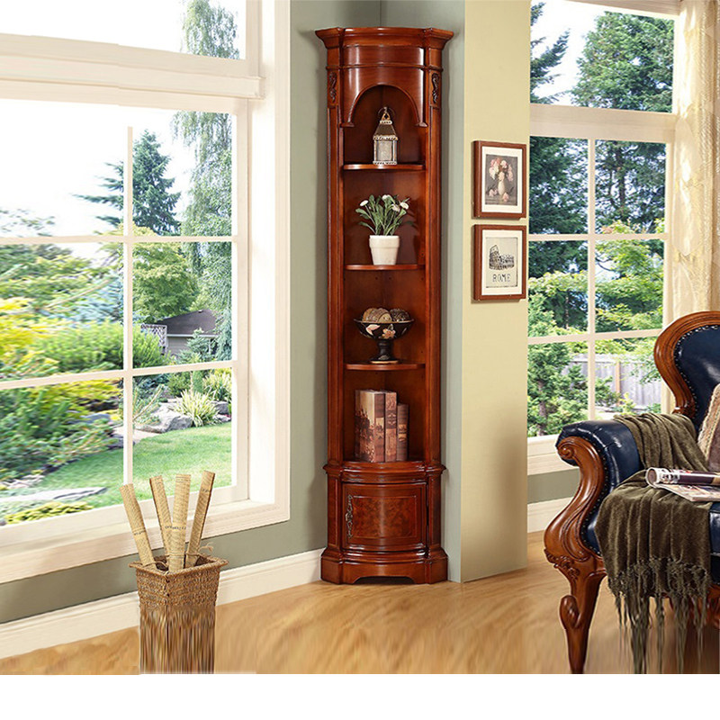 角柜美式实木墙角柜三角形储物柜欧式F客厅边柜置物架拐角柜转角