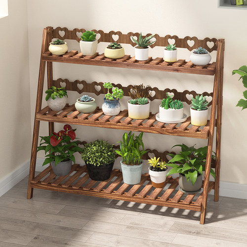 免安装折叠花架子多层室内外阳台置物架实木客厅落地式多肉花盆架