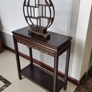 室内盆景架边角几鱼缸桌奇石桌客厅实木花几桌榆木花架.吊兰置物