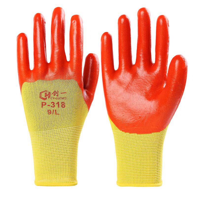 手套劳保耐磨挂pvc浸胶橡胶工作胶防水防油带胶皮薄款男工地新款