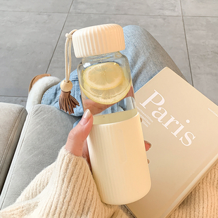 网红水杯女生高颜值玻璃杯女士20A22新款 便携防烫学生喝水杯子简