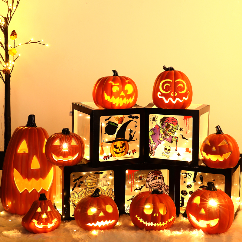 万圣节装饰南瓜灯j场景布置摆件拍照道具发光气氛店铺商场灯箱diy