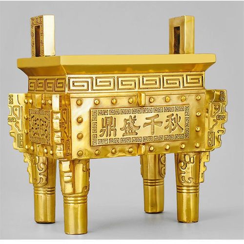 纯铜鼎香炉鼎四方鼎摆件办公室招財鎮宅鼎盛千秋家用供奉开业礼品