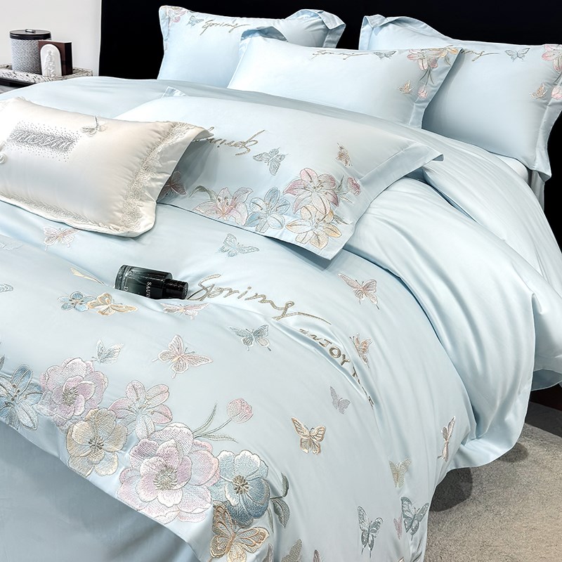 轻奢A类母婴级四件套200支长绒棉纯棉公主风刺绣被套床单床上用品