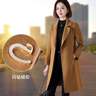 双面羊绒大衣女中长款西装领2024年新款洋气羊毛呢中年妈妈外套冬