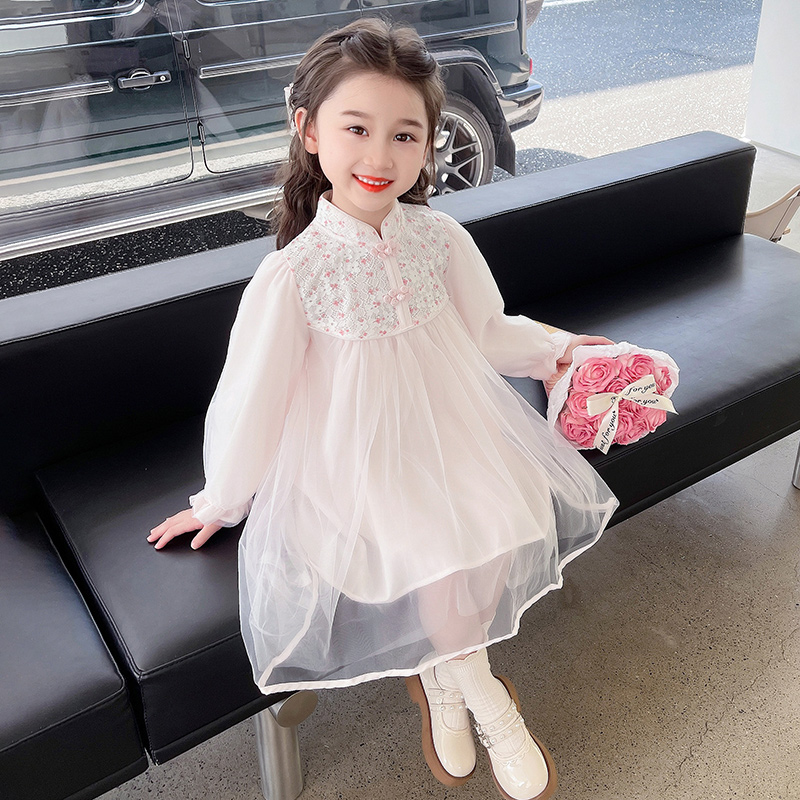 女童洋装秋装2023新款秋季汉服儿童旗袍纱裙女宝宝秋款公主裙子
