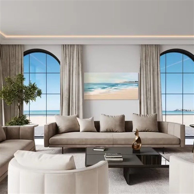 大芬村纯手绘油画北欧抽象大海客厅沙发背景墙装饰画书房卧室挂画,家居饰品,油画,淘宝优惠券,粉丝福利购,淘宝优惠卷