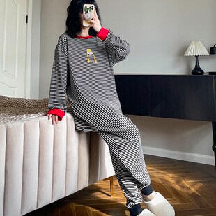 睡衣女春秋季新款长袖长裤韩版学生少女宽松休闲可外穿家居服套装