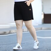 短裤 黑色休闲裤 女夏季 胖妈妈加大码 新款 薄款 百搭运动显瘦胖mm裤 子