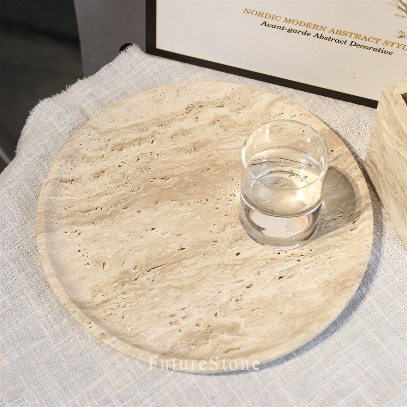 天然洞石大理石托盘浴室卫生间置物盘香薰摆件样板房首饰收纳盘,家居饰品,香薰托盘,淘宝优惠券,粉丝福利购,淘宝优惠卷