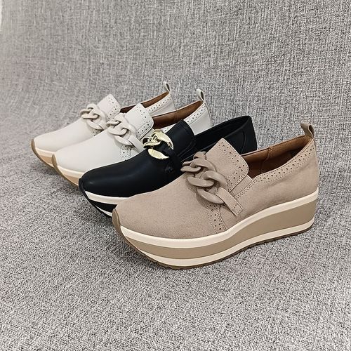 外贸2024四季款百搭休闲鞋一脚蹬松糕厚底大码女鞋单鞋 F4423