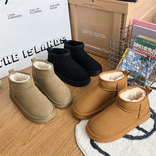 2023新款百搭雪地靴女大头平底丑萌棉鞋女基础圆头保暖防滑靴子女