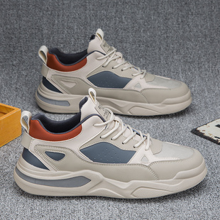 男鞋秋冬季皮面防水旅游鞋男士软底轻便老爹运动鞋男款百搭潮加绒