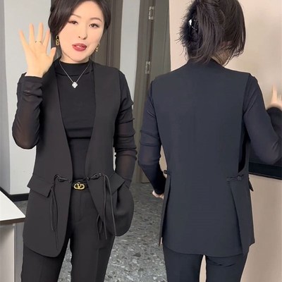 春季新款盘扣提花中国风马甲女两面穿时尚洋气新国风流苏国潮马夹