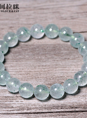 珂拉咪 天然绿云母手链男女款 冰透翠绿云母水晶手串时尚礼物饰品