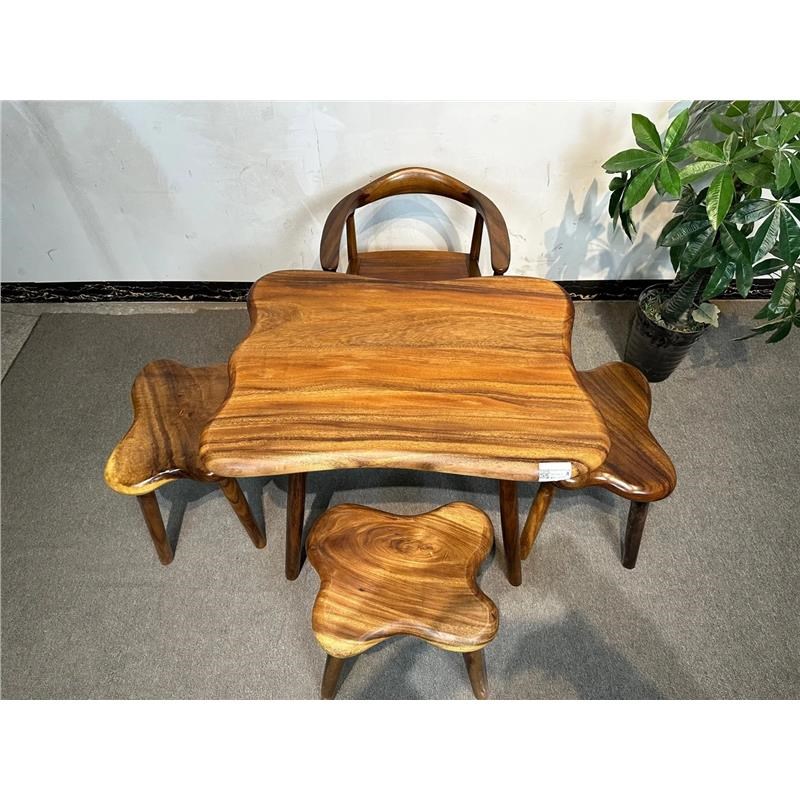 胡桃木雨木泡茶阳台实木茶几茶台小茶桌原木随形桌简约现代侘寂风