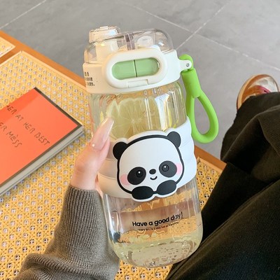 韩式水杯女可爱高颜值玻璃杯带吸管夏天便携学生双饮杯子新款2024