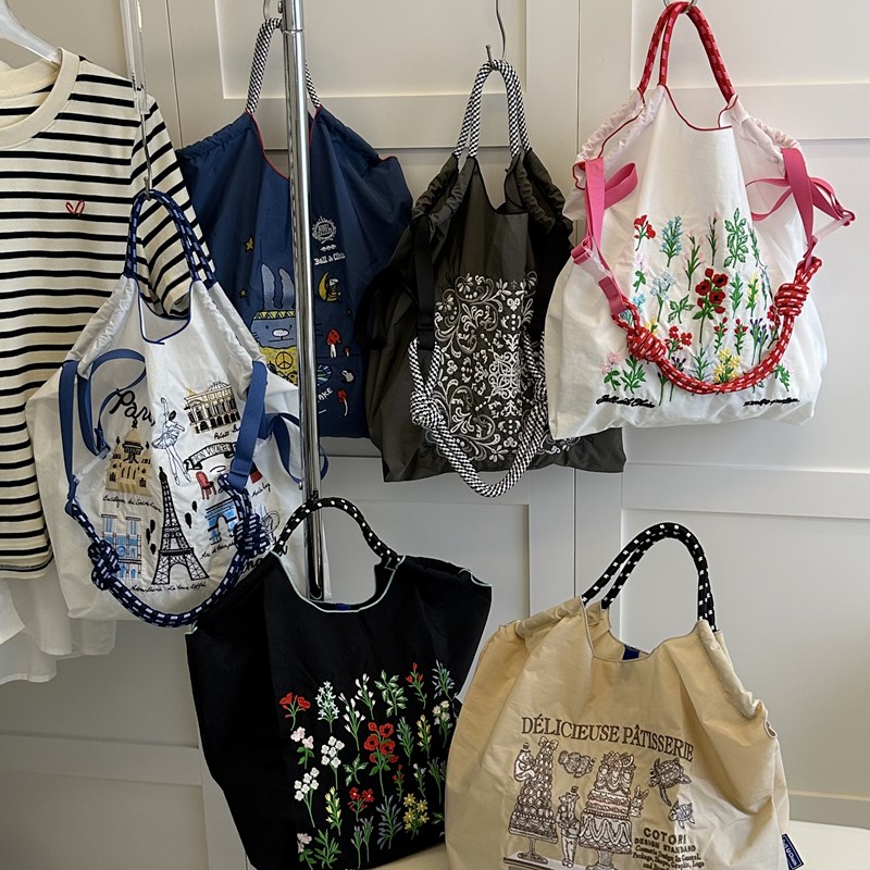 自留刺绣包包重工卡通碎花购物袋帆布包布袋夏季旅游大容量女