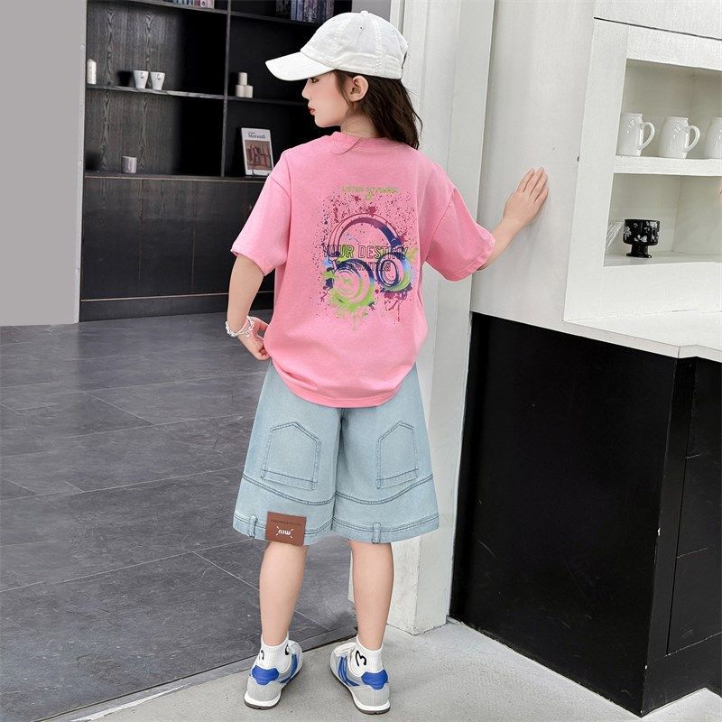 女童牛仔短裤夏装2025新款薄款儿童五分裤夏季12岁女孩大童装中裤