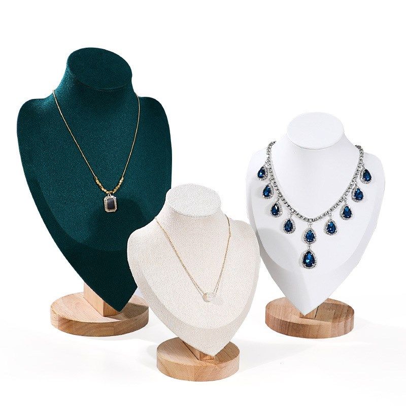 木质绒布项链展示架颈模吊坠架首饰架人像脖子珠宝橱窗收纳模特架