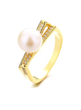 新款无暇天然淡水珍珠戒指女纯银轻奢小众冷淡风食指指环饰品