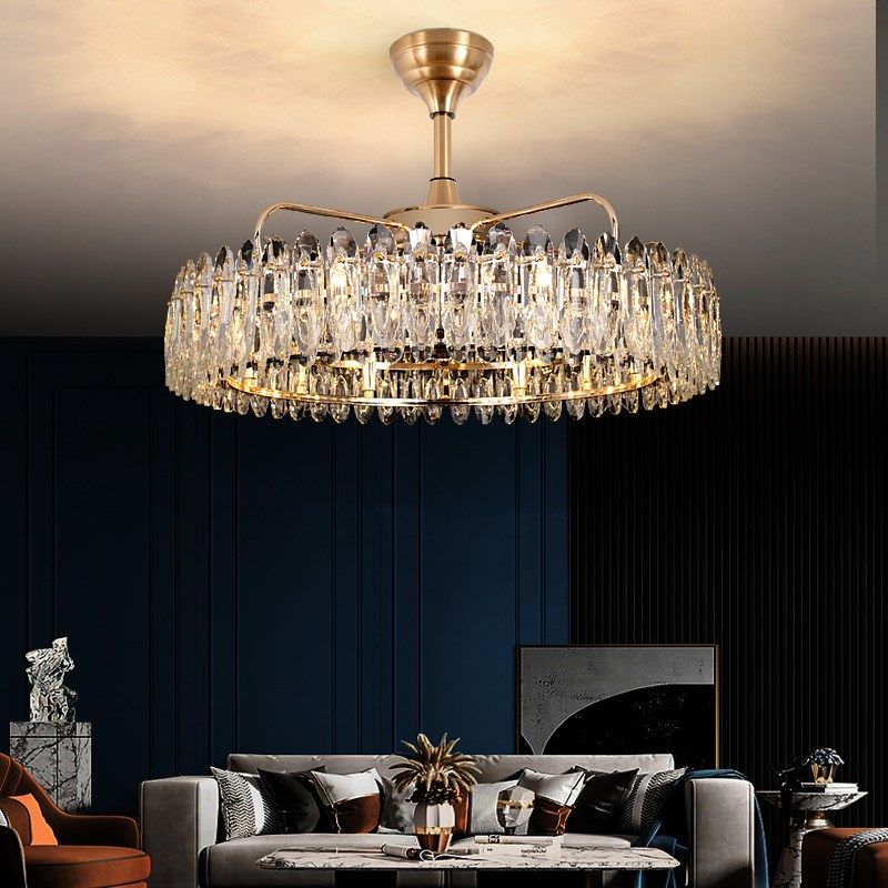 餐厅风扇灯客厅卧室家用一体铜电机新款轻奢现代智能水晶电扇灯,家装灯饰光源,风扇灯,淘宝优惠券,粉丝福利购,淘宝优惠卷