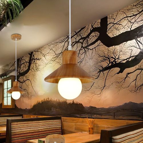 单头北欧实木吊灯木屋阁楼角落斜顶吊灯榻榻米奶茶店店铺面馆吊灯