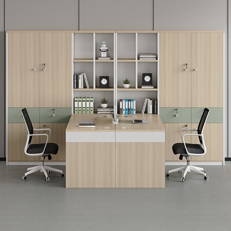 职员办公桌椅组合财务桌双人对坐办公室主管桌带高柜会计办公桌子