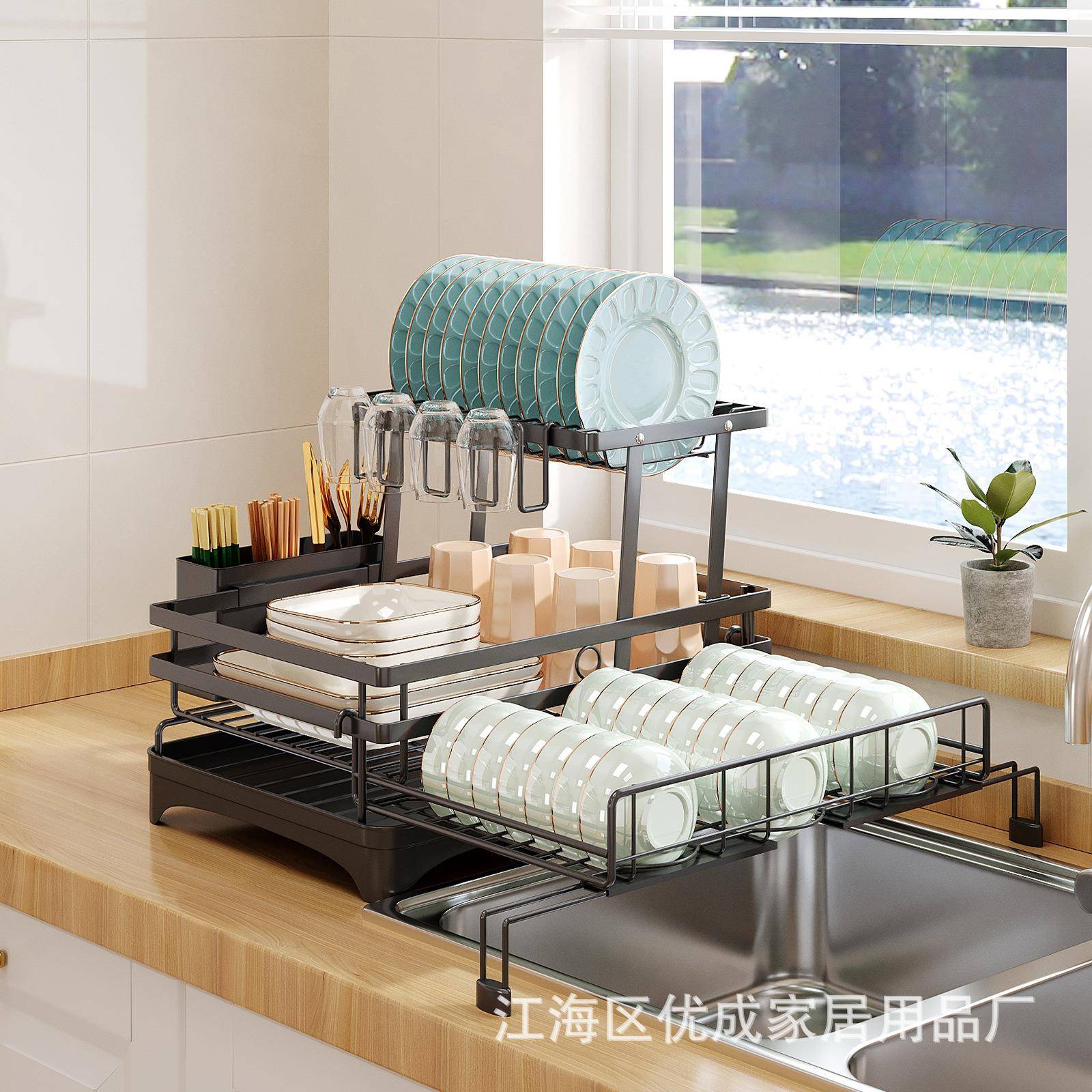 筷可折叠厨房置物架台面碗碟架沥水厨沥水碗架房收纳具餐杯家用厨