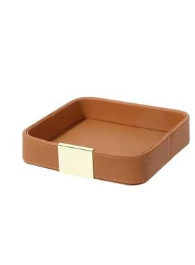 海收杂HGTP623阁钥匙纳盒门口玄关放物收纳盘桌面摆件托盘皮皮革