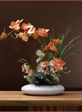 蝴蝶兰仿真花装盆客栽假插花套厅玄花关前台酒店桌面花厂家直供艺