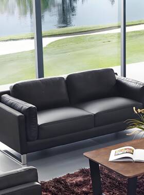 商办组公沙发茶几合休闲黑息色三人位公SF405司大厅接待室务会客