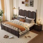 法式 实木轻床奢复古风18米双木人DON床主卧大床1.5米简约.纯实床