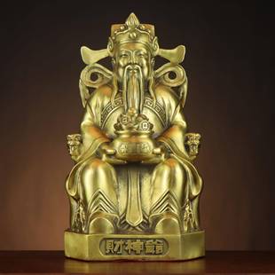 黄铜财神铺铜财神爷家财居店铜财财神摆件元 宝神0008聚宝盆神摆件