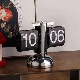 轻奢自动翻页时钟高级感s客厅家用桌面日历摆件电视柜玄关软装饰