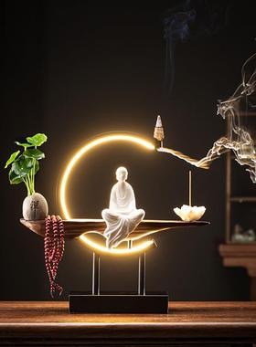 陶茶瓷白色CJZ茶倒流香创意灯圈禅小意和尚桌台小摆件精品家居装