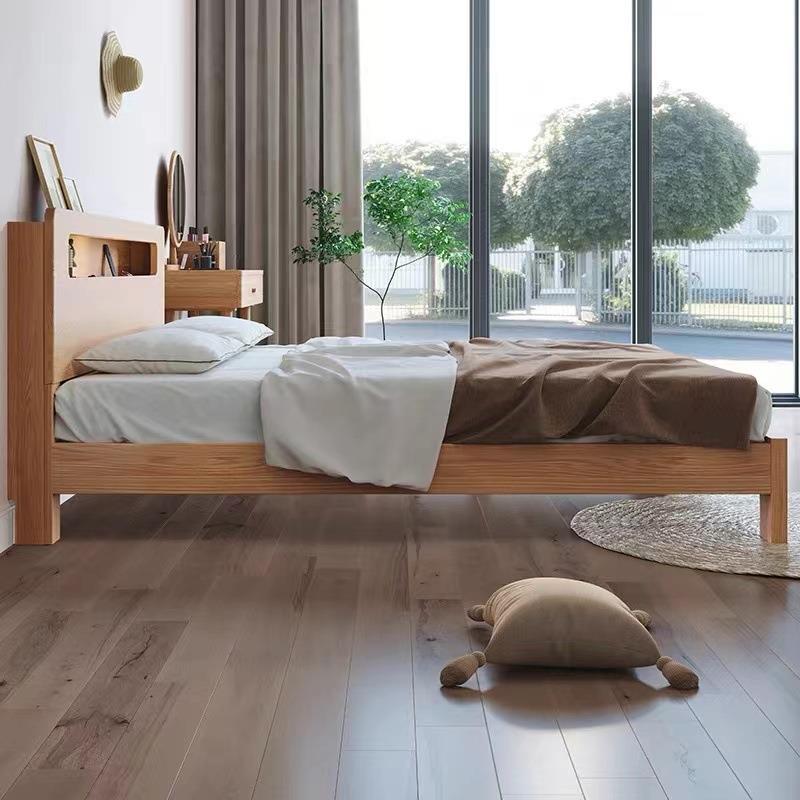 北欧全西雅图床木1.8米橡木卧室人原木色实现简约1代.5单m家用夜