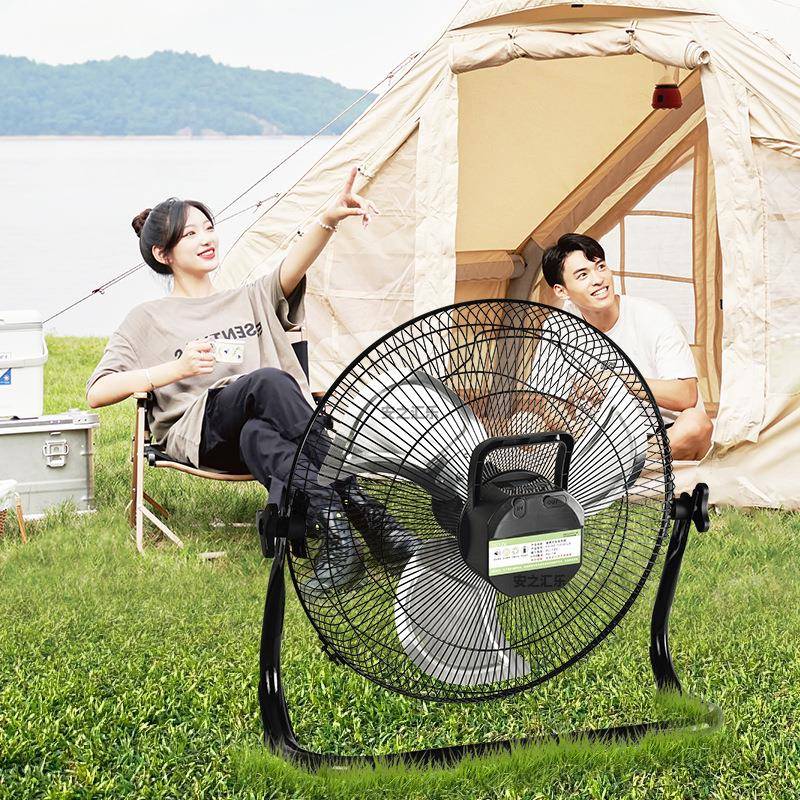 太阳能充电趴地风扇家用大风121力16寸工业钓鱼露营扇4便01捷式