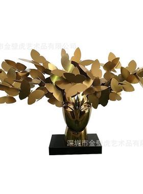 智之慧区蝶不锈钢BH-J243雕塑创意金假山摆件售属楼处酒店大堂公