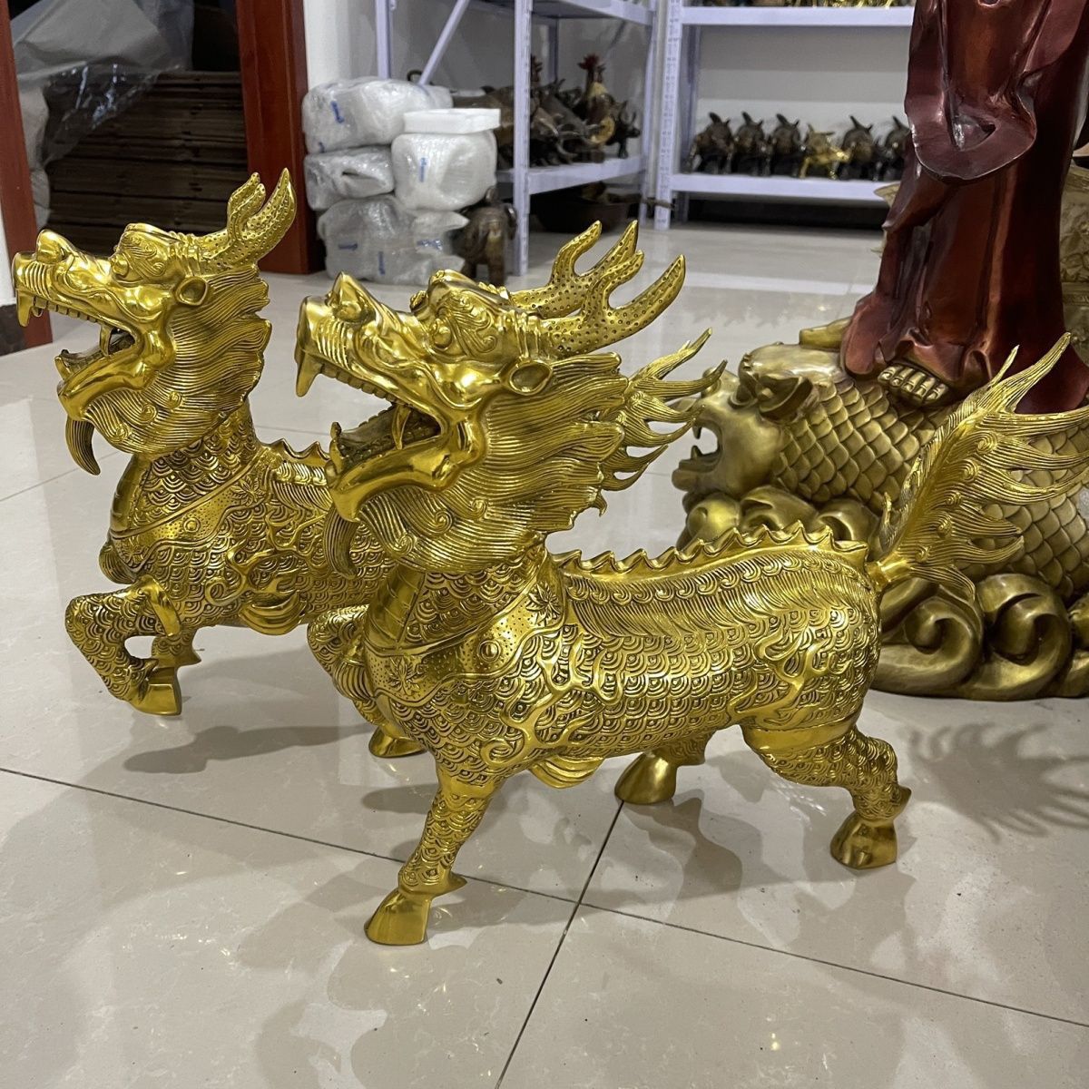 特大号纯黄铜铜麒麟摆件火麒麟礼品家居桌面装饰工艺品铜器麒麟