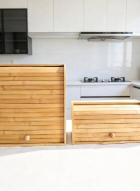 高质竹制样储154面包箱卷品帘收纳整理源头厂物家来图来DIY用于储